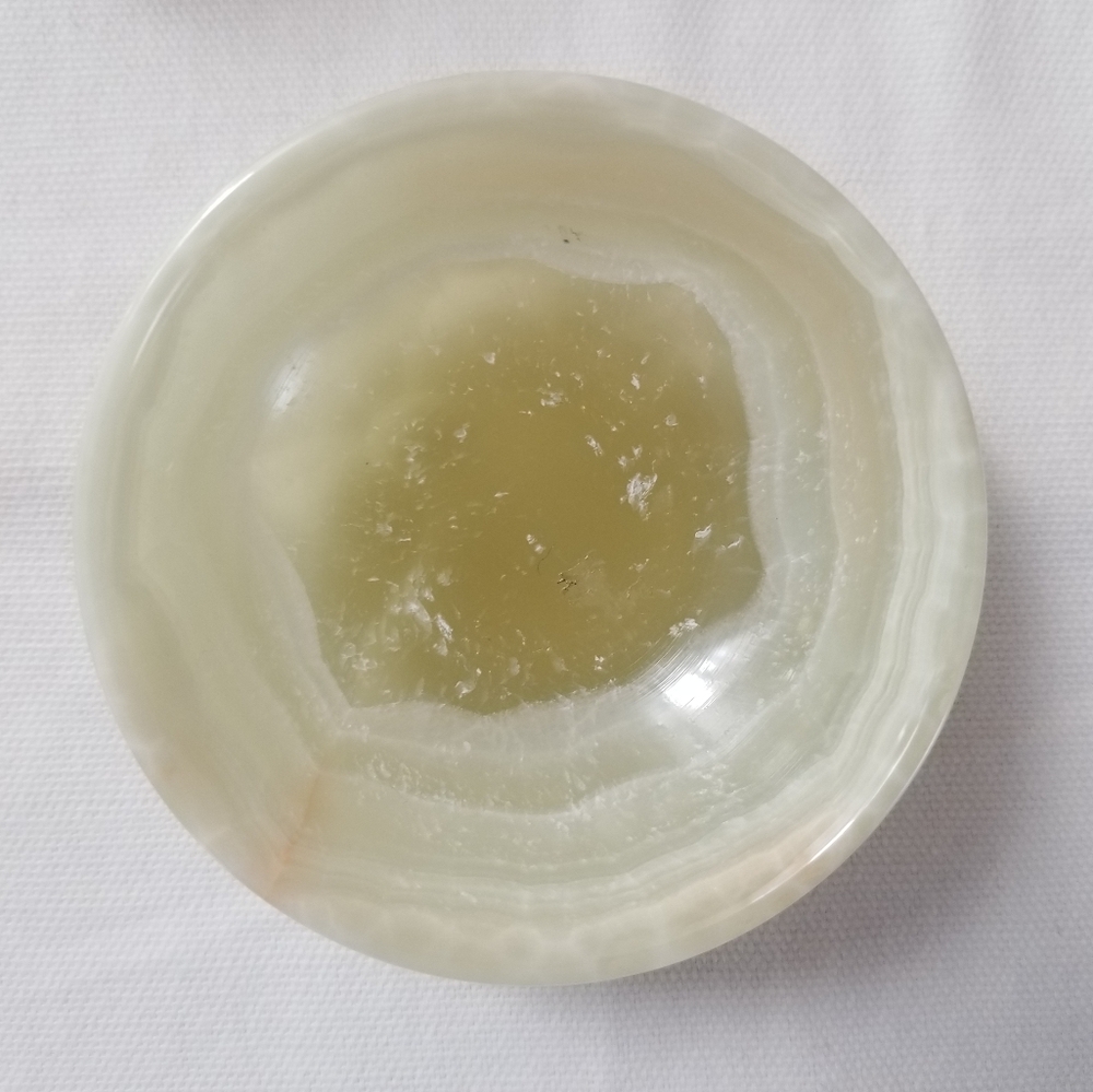 Carved Green Onyx Decorative 3" Bowl